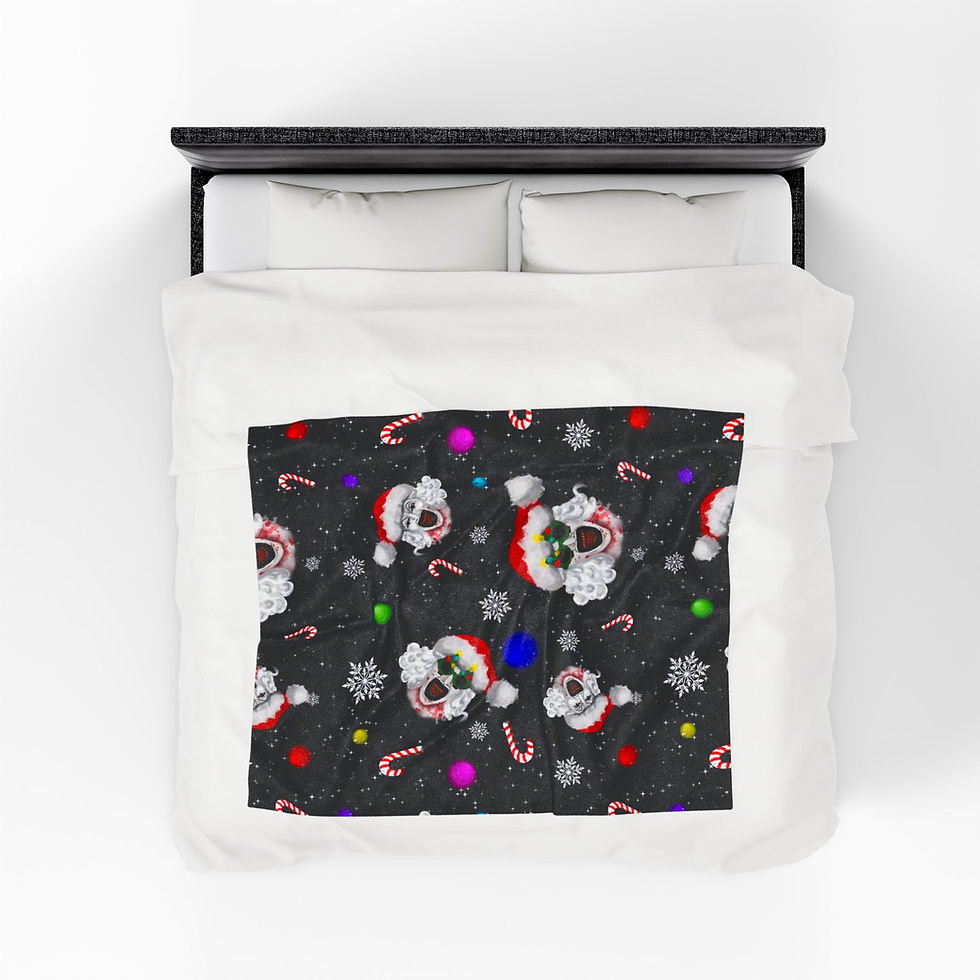 Thumbnail: Terrified Clown Christmas Plush Blanket | Velveteen Throw