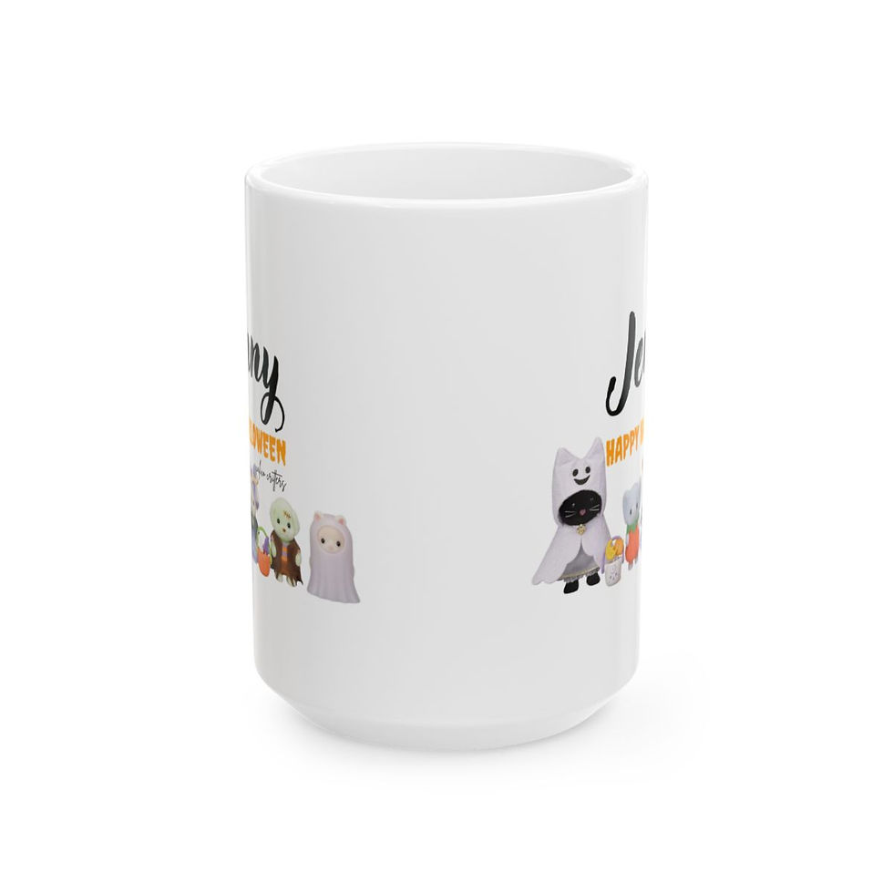 Calico Critters Inspired Halloween Gift Ceramic Mug, (15 oz)