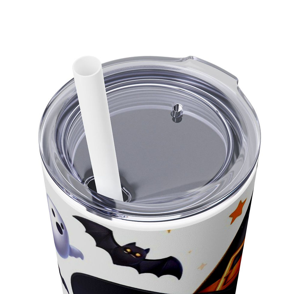 Thumbnail: Cute Baby Black Cat Halloween Skinny Tumbler with Straw, 20oz (TM)