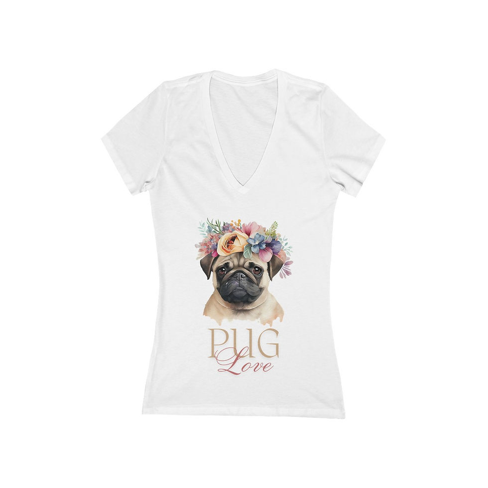Thumbnail: PUG Love Women's Deep V-Neck Tee Etsy