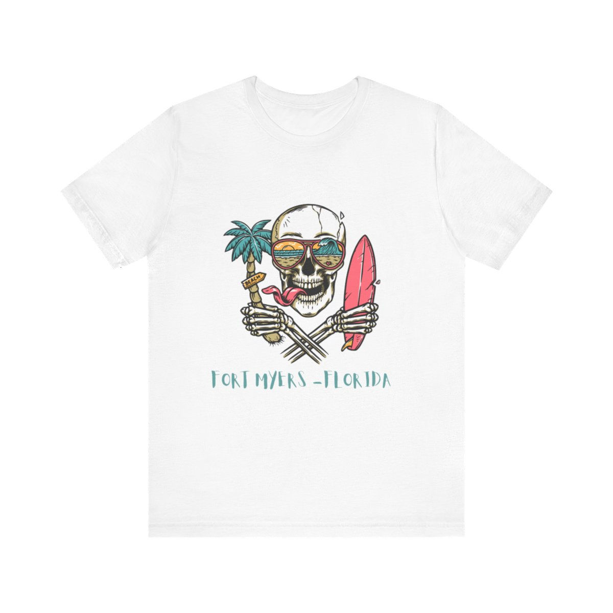 Fort Myers Florida Skull Unisex Jersey Short Sleeve Spring Break Gift Tee