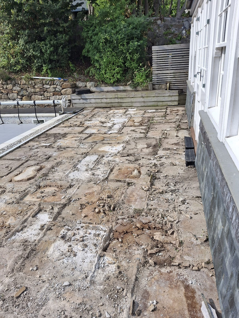 before-poolside-patio-uneven-slabs-cornwall