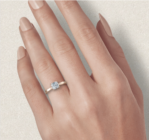 Miniature : Diamant solitaire bague 1.50ct Asscher -or rose-