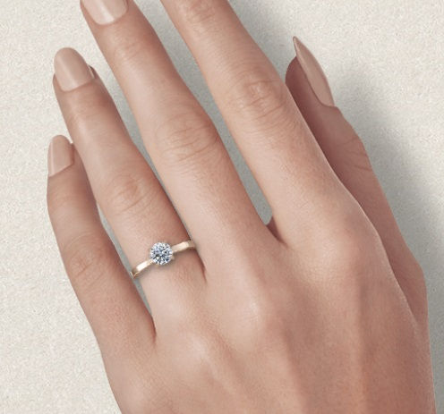 Miniature : Diamant solitaire bague 1.00ct Rond Brillant -or rose-