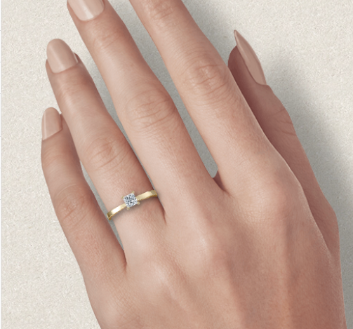 Miniature : Diamant solitaire bague 0.50ct Princesse -or jaune-