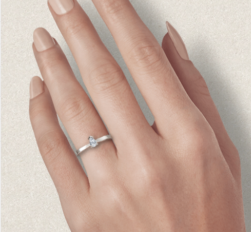 Miniature : Diamants solitaire bague 0.30ct Poire -or blanc-