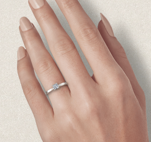 Miniature : Diamant solitaire bague 0.50ct Coussin -or blanc-