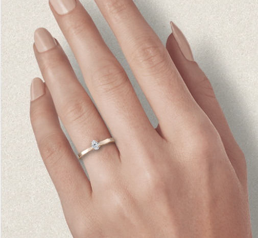 Miniature : Diamant solitaire bague 0.30ct Ovale -or rose-