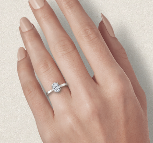 Miniature : Diamant solitaire bague 1.50ct Ovale -or blanc-