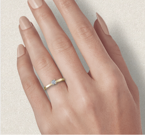 Miniature : Diamant solitaire bague 0.30ct Coussin -or jaune-