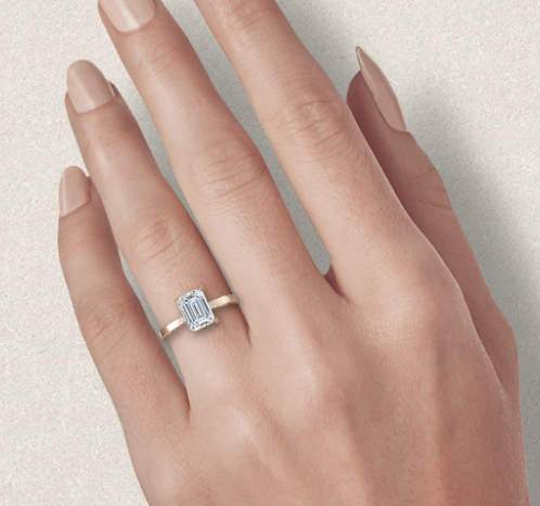 Miniature : Diamant solitaire bague 3.00ct Emeraude -or rose-