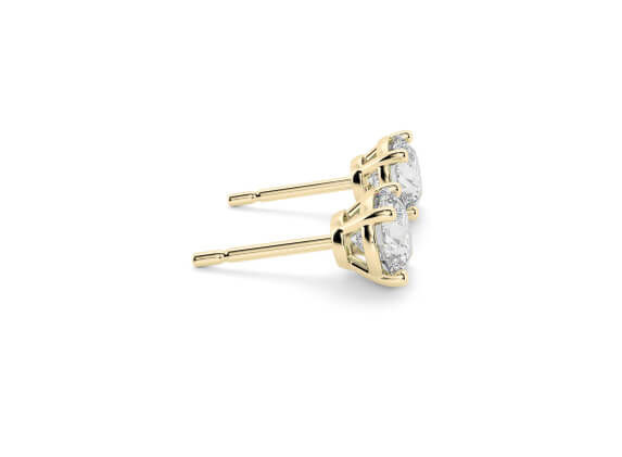 Miniature : Diamants solitaires boucles d'oreilles 3.00ct Ronds Brillants -or jaune-