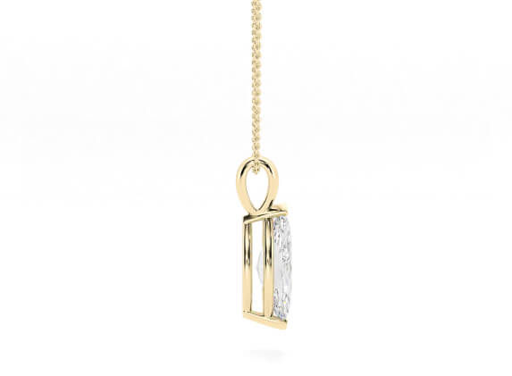 Miniature : Collier diamant solitaire marquise 2 carats en or jaune