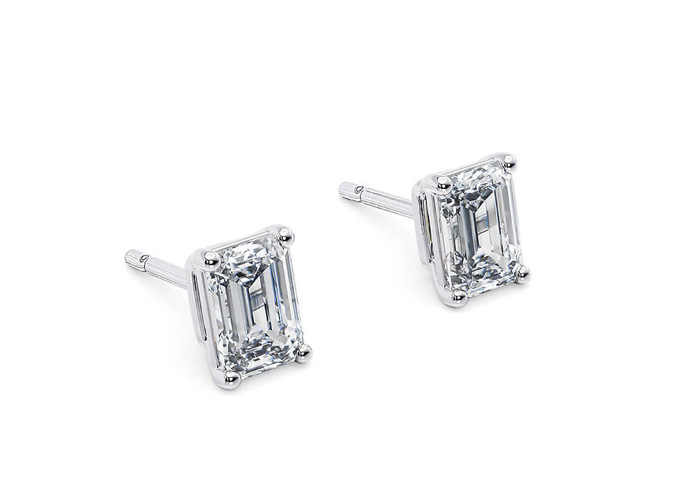 Miniature : Diamants solitaires boucles d'oreilles 1.50ct Emeraudes -or blanc-