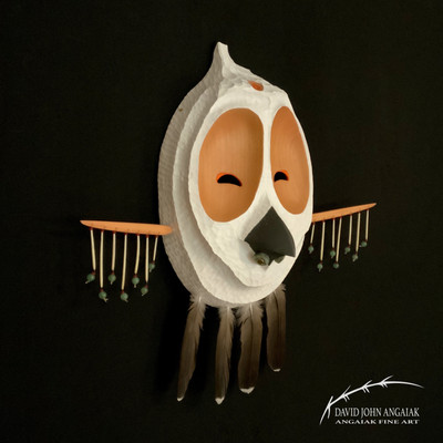 Image depicts a Yup'ik Eskimo Story Mask titled: Inner Strength