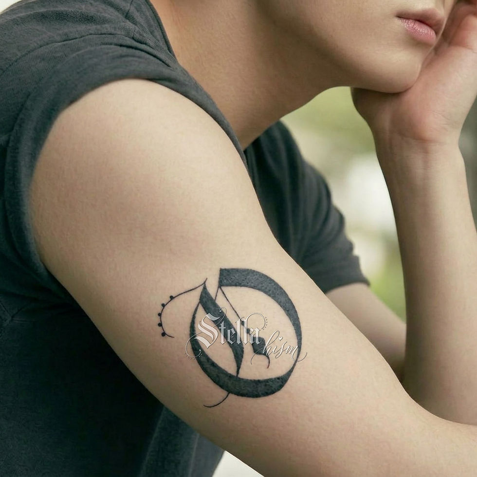 Thumbnail: Single Letter Tattoo License - Gothic Ikebana Black (N-Z)
