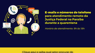 Justiça Federal divulga emails e números de telefone para atendimento remoto durante a pandemia