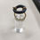 Miniature : Bague oh laiton et porcelaine noire mat