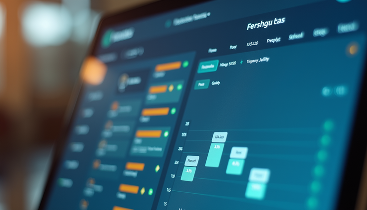 Eye-level view of a digital scheduling dashboard showing employee shifts and availability