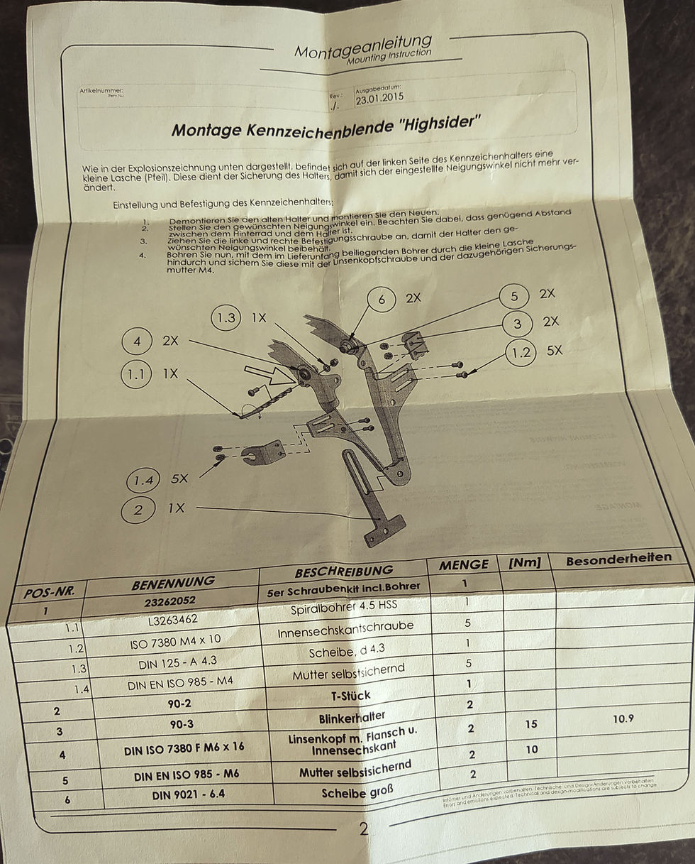 Miniatyrbilde: Kennzeichenhalter Honda CBR 125 250 Highsider 280-601