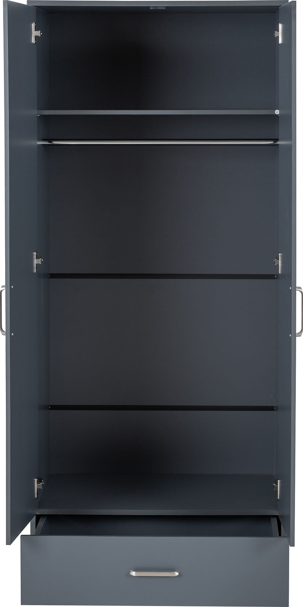 Thumbnail: Dunbar 2 Door 1 Drawer Mirrored Wardrobe Dark Grey