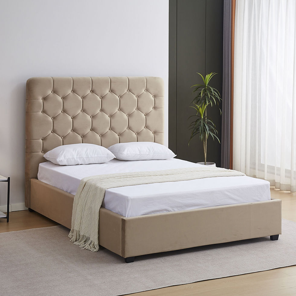 Mayfair 4'6" Double Bed – Champagne Velvet Upholstered Bed Frame