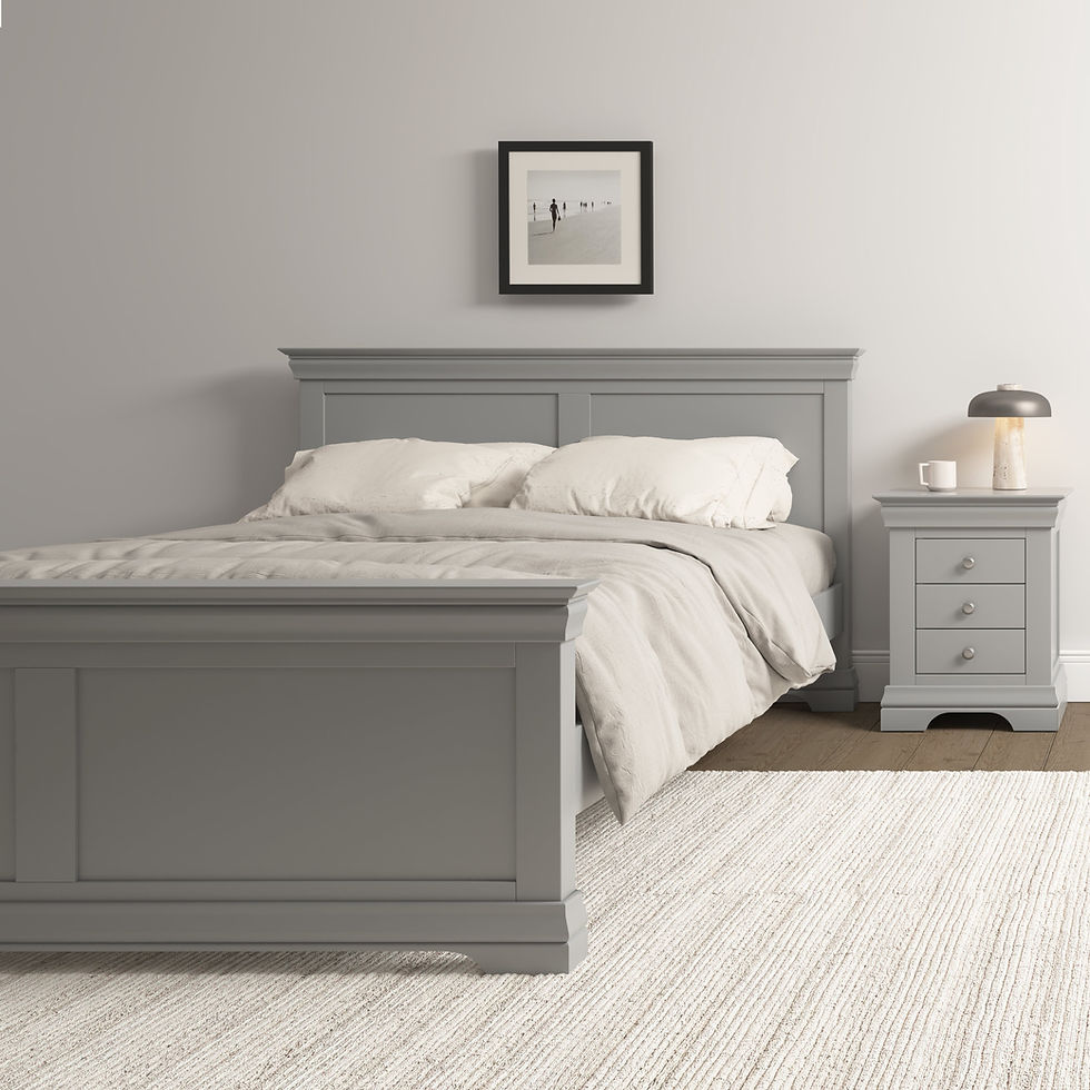 🛏️ Brampton Panel Bed – King Size (5ft) – Pebble Grey
