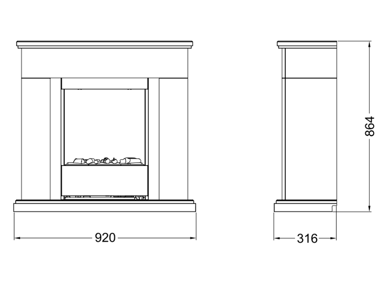 Dimplex Optimyst Warm white Electric Fire suite sensofireplaces