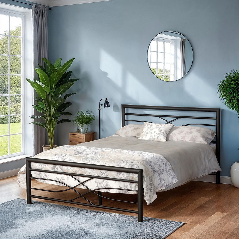 Kingston 4'6" Double Bed – Black Metal Bed Frame