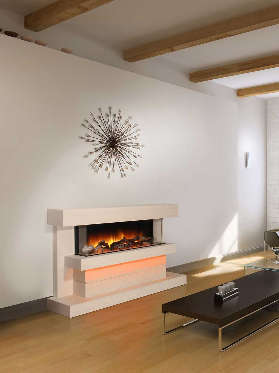 Renata 3D Limestone Electric Fireplace sensofireplaces