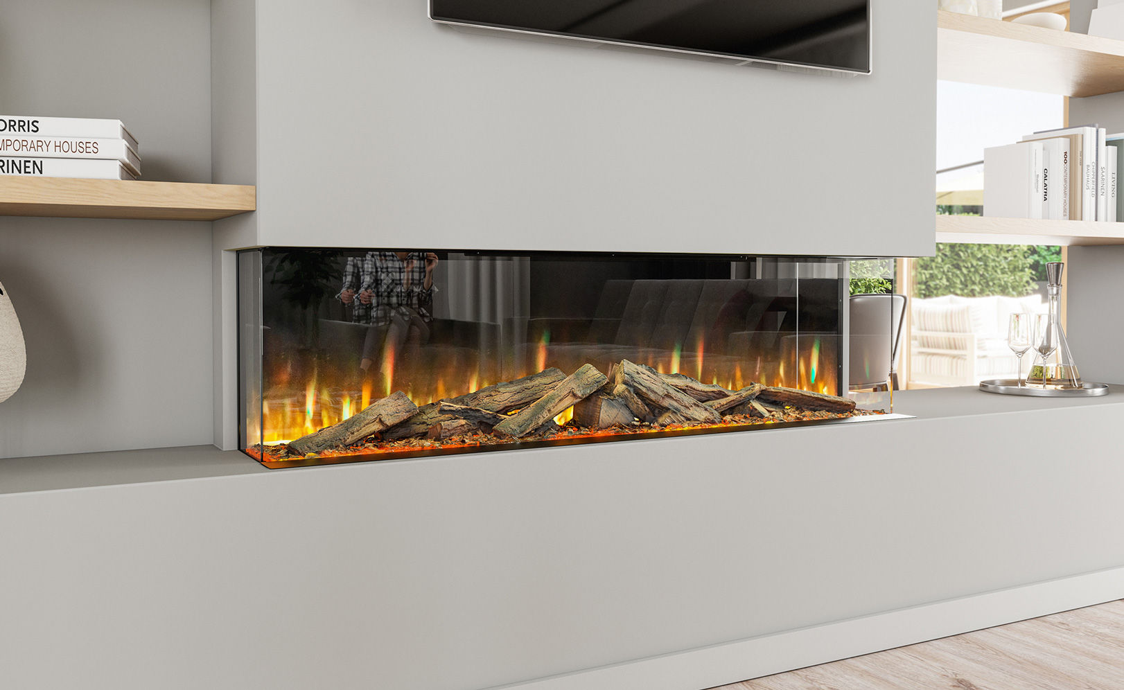 The Aurora 1500 Electric Media Wall Fire