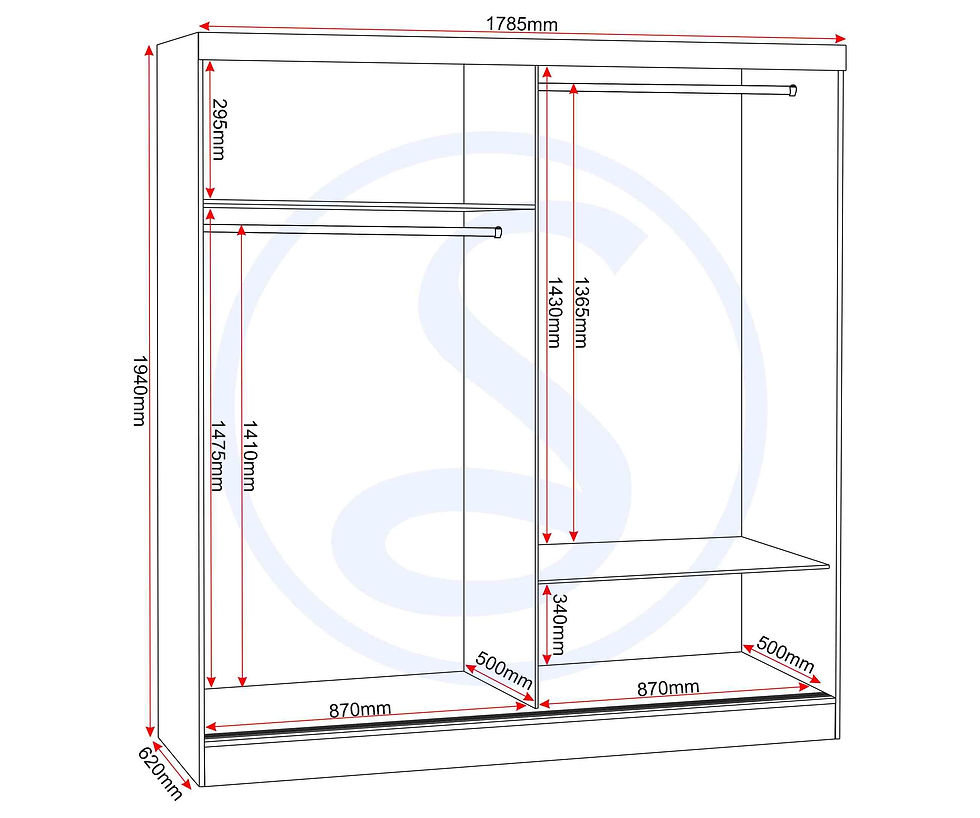 Thumbnail: Norchester 2 Door Sliding Wardrobe in Grey Gloss