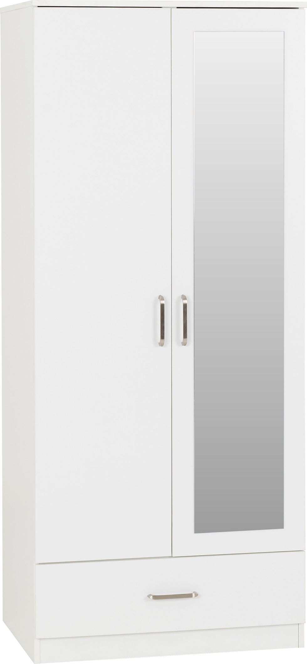 Dunbar 2 Door 1 Drawer Mirrored Wardrobe White