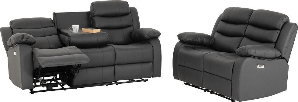 Thumbnail: Raventon 3+2 Electric Recliner Suite – Grey Faux Leather