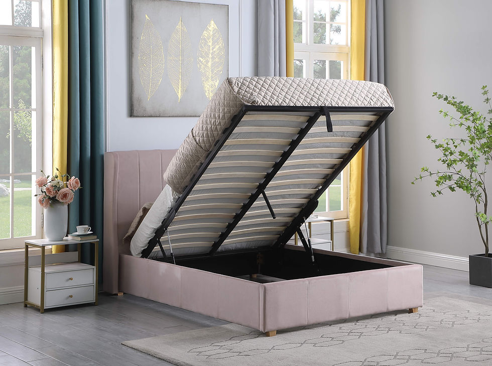 Thumbnail: Ashbourne 4'6" Double Ottoman Storage Bed – Pink Velvet Upholstered Bed Frame
