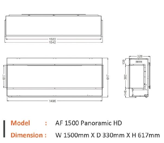 Thumbnail: AF 1500 Widescreen Panoramic 3 sided Electric Fireplace