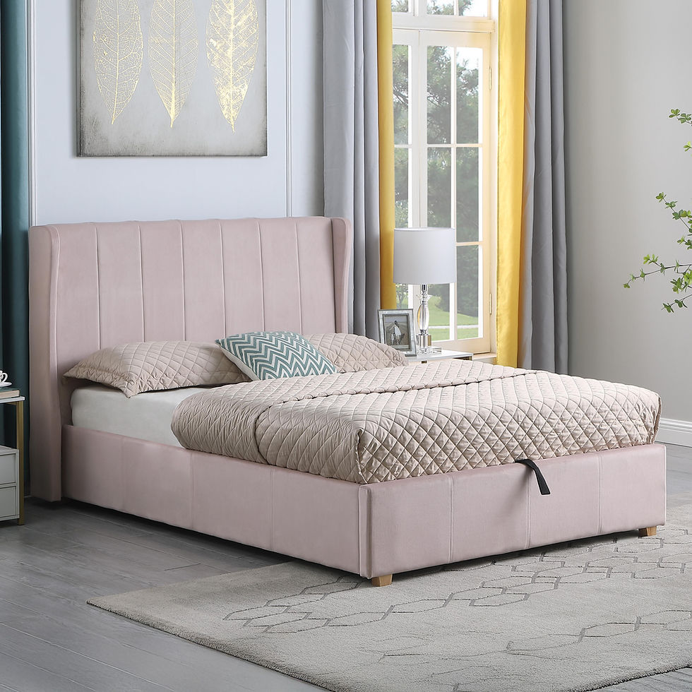 Ashbourne 4'6" Double Ottoman Storage Bed – Pink Velvet Upholstered Bed Frame