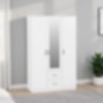 Dunbar 3 Door 2 Drawer Mirrored Wardrobe -White