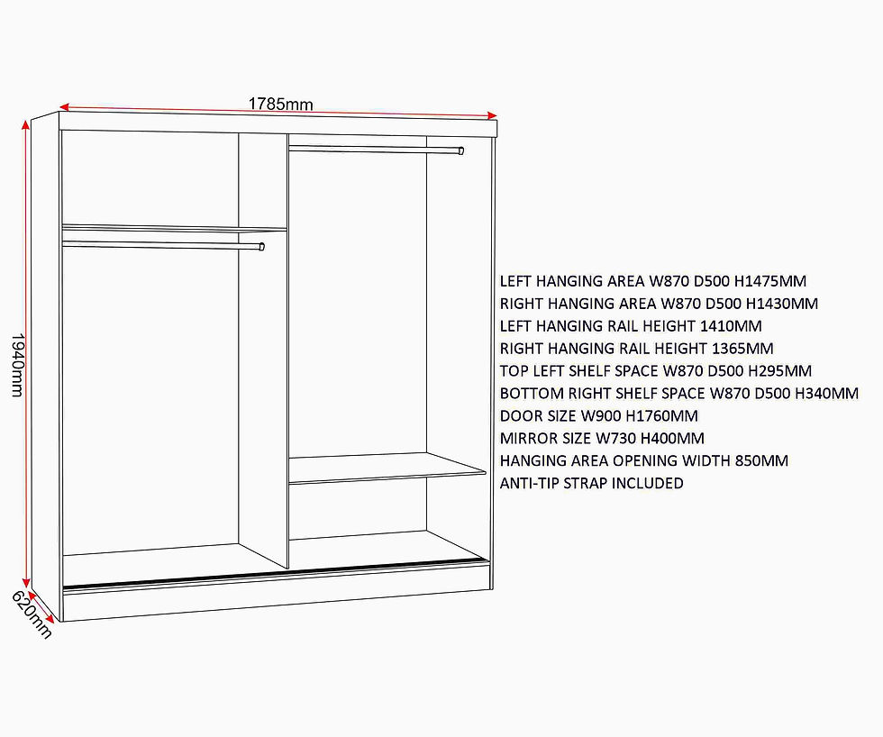 Thumbnail: Norchester 2 Door Sliding Wardrobe in Grey Gloss