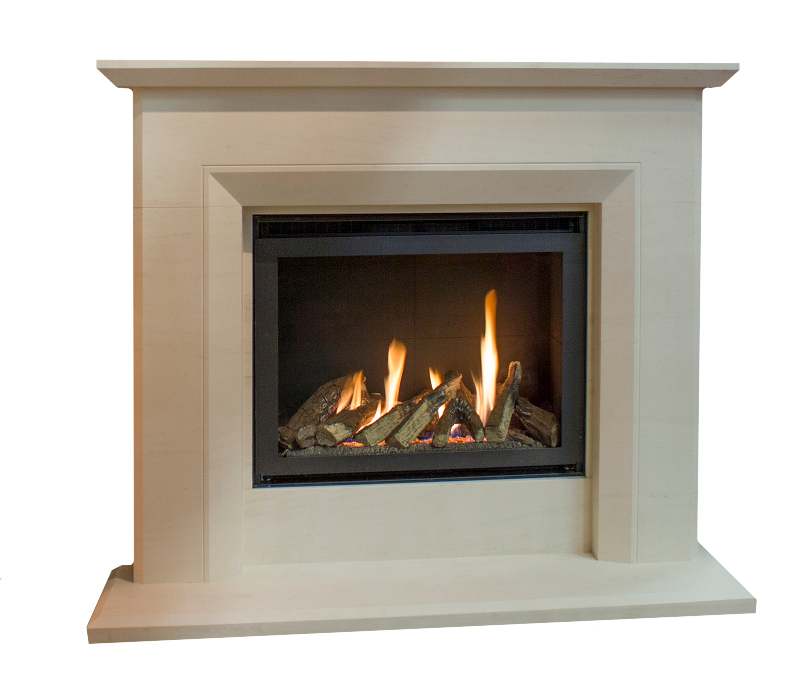 Senso Eco View High Efficiency Gas Fire Suite in Limestone