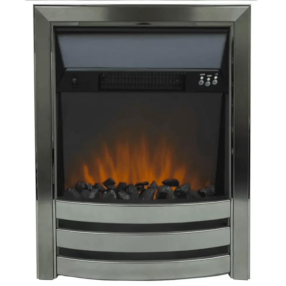 THE MONACO ELECTRIC FIRE WITH CHROME AND BRUSHED STEEL