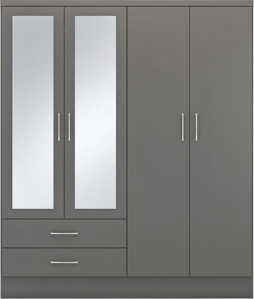 Thumbnail: Novaire 4 Door 2 Drawer Wardrobe 3D Effect Grey
