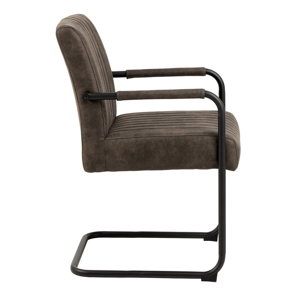 Thumbnail: Yorke Dining Table with 4 Avery Dining Chairs – Oak & Dark Brown Fabric