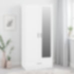 Dunbar 2 Door 1 Drawer Mirrored Wardrobe White