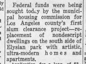 “Slum Clearing Cash Sought for L.A.”