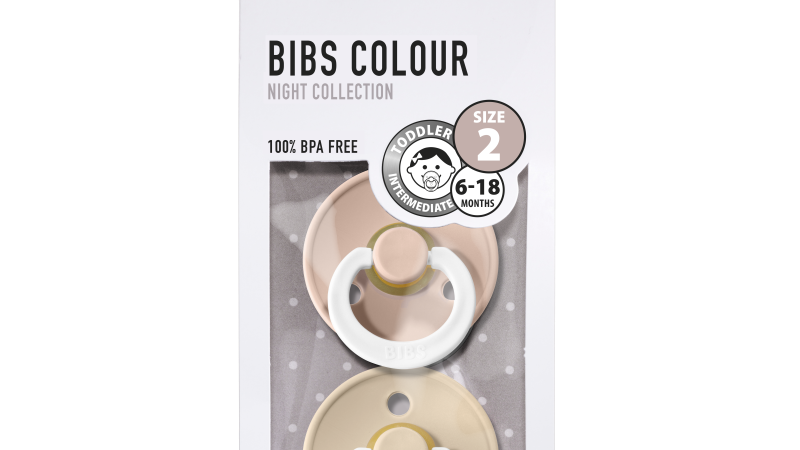 Pack 2 tétines caoutchouc naturel Bibs Phosphorescentes Blush / Vanilla T3