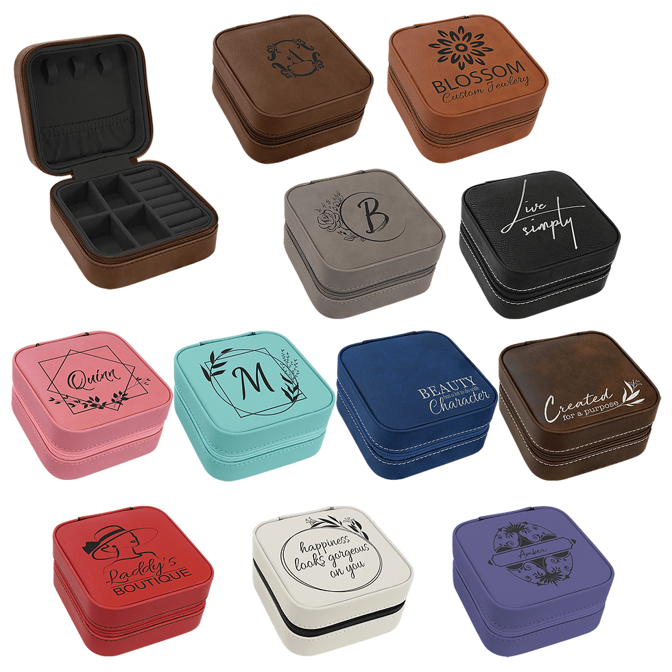 Thumbnail: 4" X 4" Leatherette Travel Jewelry Box with Black Lining