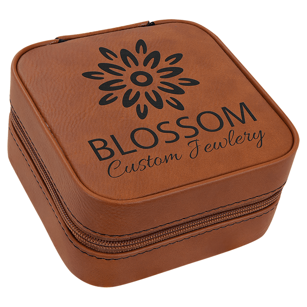 Thumbnail: 4" X 4" Leatherette Travel Jewelry Box with Black Lining
