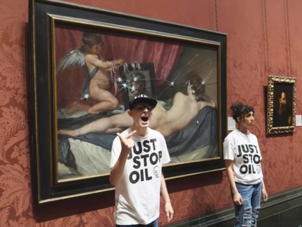 Climate activists smash glass protecting Velazquez's Venus painting in London's National Gallery