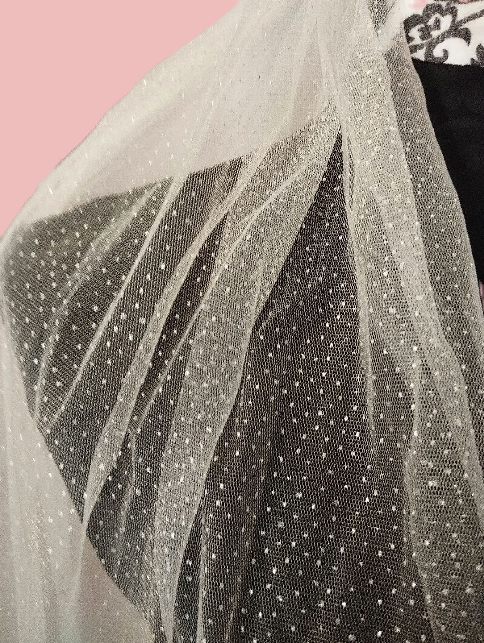 Voile de mariée court paillettes 75 cm détail Maryline Devaux